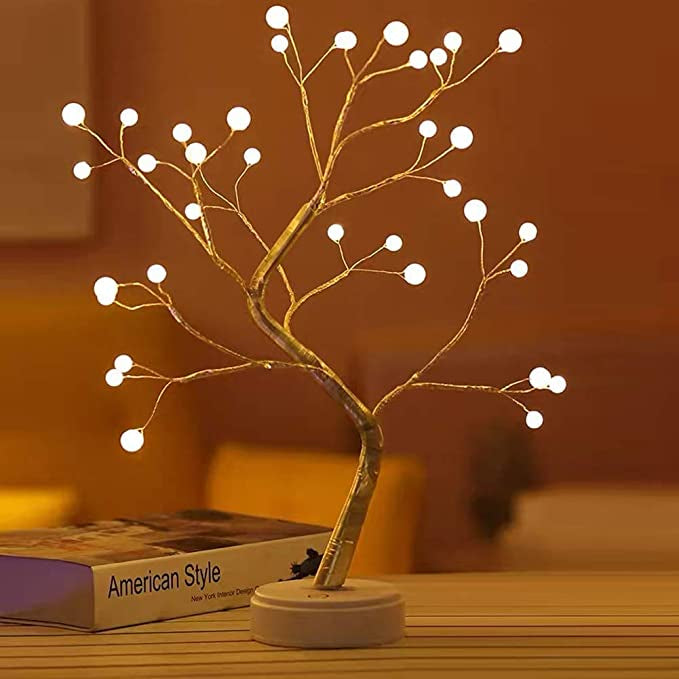 20" Tabletop Bonsai Tree Light with 36 Pearls LED, Tree Lamp Decoration for Gift Festival Holiday