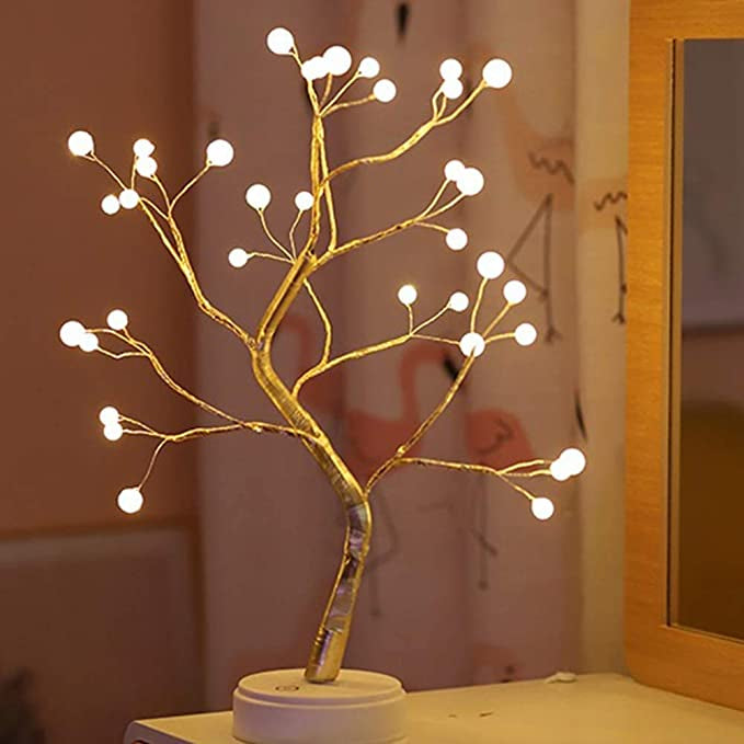 20" Tabletop Bonsai Tree Light with 36 Pearls LED, Tree Lamp Decoration for Gift Festival Holiday