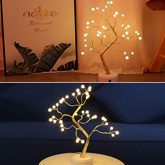 20" Tabletop Bonsai Tree Light with 36 Pearls LED, Tree Lamp Decoration for Gift Festival Holiday