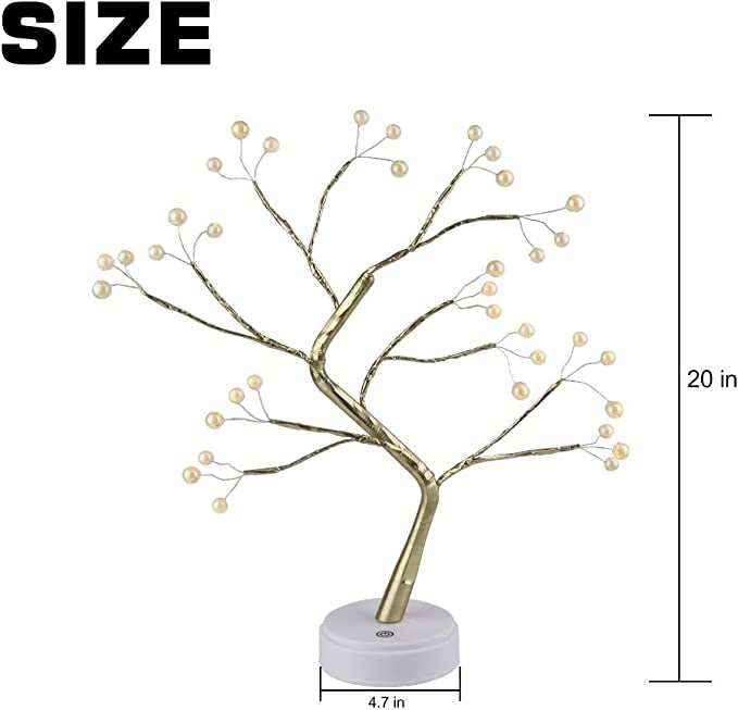 20" Tabletop Bonsai Tree Light with 36 Pearls LED, Tree Lamp Decoration for Gift Festival Holiday