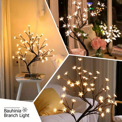 48LED Cherry Blossom Bonsai Tree Light, 39.88 cm USB Powered Desktop Lamp, Suitable for Indoor Home Bedroom Living Room, Decorative Night Light Artificial Tree Table Lamp