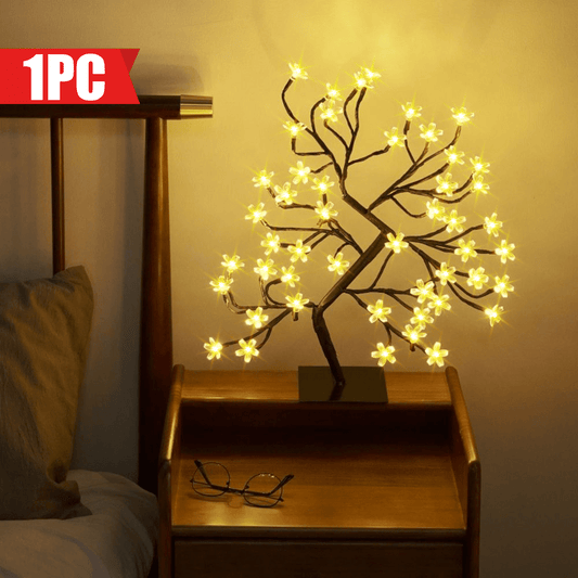 48LED Cherry Blossom Bonsai Tree Light, 39.88 cm USB Powered Desktop Lamp, Suitable for Indoor Home Bedroom Living Room, Decorative Night Light Artificial Tree Table Lamp