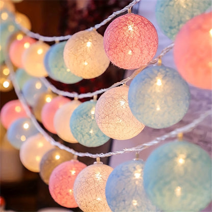 10 Cotton Thread Ball LED String Fairy Lights Battery Operated