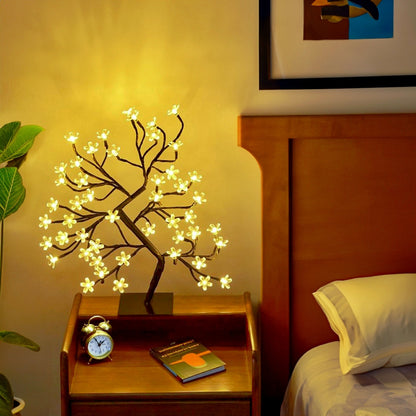 48LED Cherry Blossom Bonsai Tree Light, 39.88 cm USB Powered Desktop Lamp, Suitable for Indoor Home Bedroom Living Room, Decorative Night Light Artificial Tree Table Lamp