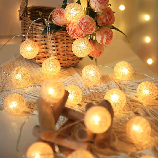 10 Cotton Thread Ball LED String Fairy Lights Battery Operated