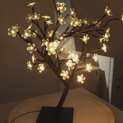 48LED Cherry Blossom Bonsai Tree Light, 39.88 cm USB Powered Desktop Lamp, Suitable for Indoor Home Bedroom Living Room, Decorative Night Light Artificial Tree Table Lamp
